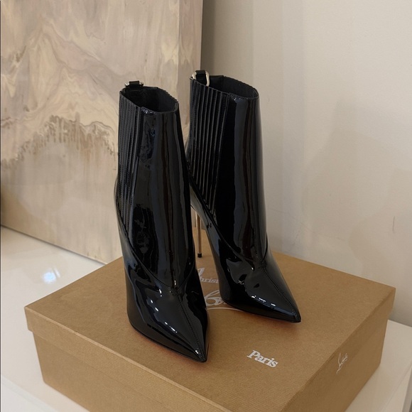 Christian Louboutin Shoes - Christian Louboutin Glossy Black Ankle Booties